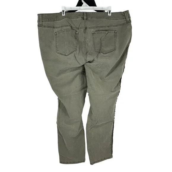 Torrid Denim Womens Size 22 Khaki Pants Embroidered Trim Casual - Picture 3 of 9